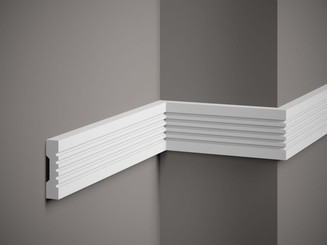 Listwa ścienna MDD412. Kolor: biały. Wymiary: 200 x 7.5 x 1.8 [cm]