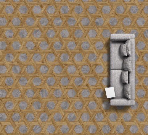 MODULEO MOODS WICKER 268. Klasa 23-33-42. Panele Hexagon winylowe klejone; Wymiar: 196 x 453 x 2,50 mm, warstwa ścierna 0,55 mm