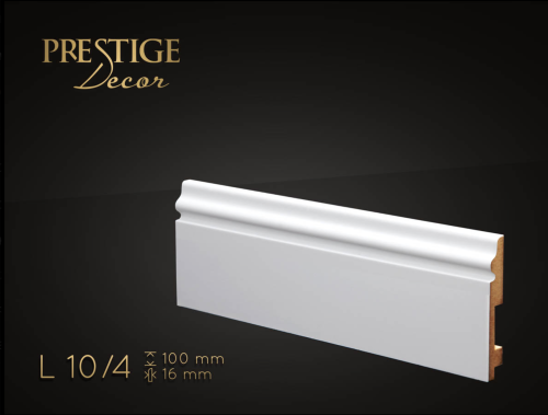 Listwa Prestige Decor L 10/4. Lakierowana, kolor biały RAL 9003. Wymiary 100x16x2500 mm.