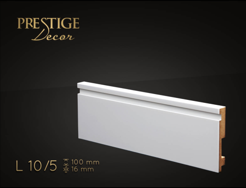 Listwa Prestige Decor L 10/5. Lakierowana, kolor biały RAL 9003. Wymiary 100x16x2500 mm.
