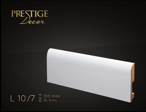 Listwa Prestige Decor L 10/7. Lakierowana, kolor biały RAL 9003. Wymiary 100x16x2500 mm.