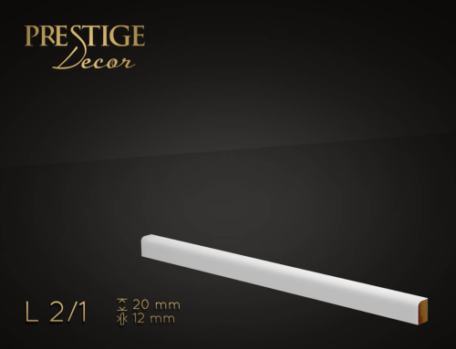 Listwa Prestige Decor L 2/1. Lakierowana, kolor biały RAL 9003. Wymiary 20x12x2500 mm.