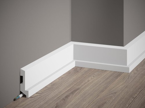 Listwa przypodłogowa Premium MD024P. Kolor: biały. Wymiary: 200 x 8 x 2.7 [cm]