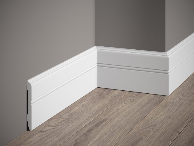 Listwa przypodłogowa MD354. Kolor: biały. Wymiary: 200 x 10.7 x 1.1 [cm]