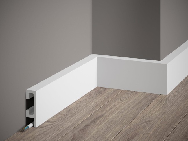 Listwa przypodłogowa QL019. Kolor: biały. Wymiary: 200 x 8 x 2.5 [cm]