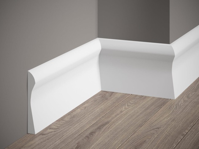 Listwa przypodłogowa QS003. Kolor: biały. Wymiary: 200 x 12.8 x 1.8 [cm]