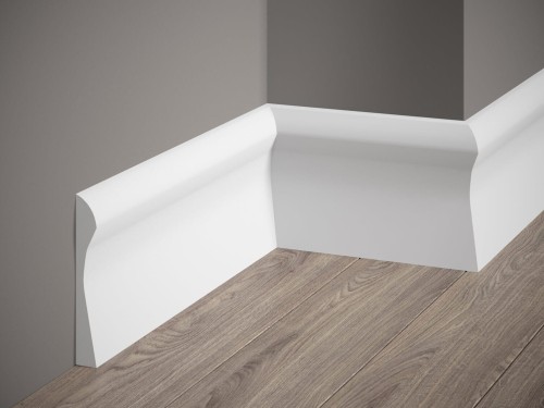 Listwa przypodłogowa Premium QS003P. Kolor: biały. Wymiary: 200 x 12.8 x 1.8 [cm]