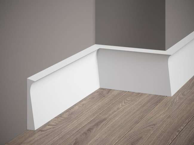 Listwa przypodłogowa QS004. Kolor: biały. Wymiary: 200 x 10.8 x 1.5 [cm]