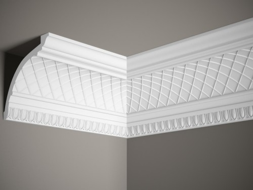 Listwa sufitowa MDA401L. Kolor: biały. Wymiary: 200 x 14.5 x 16.5 [cm]